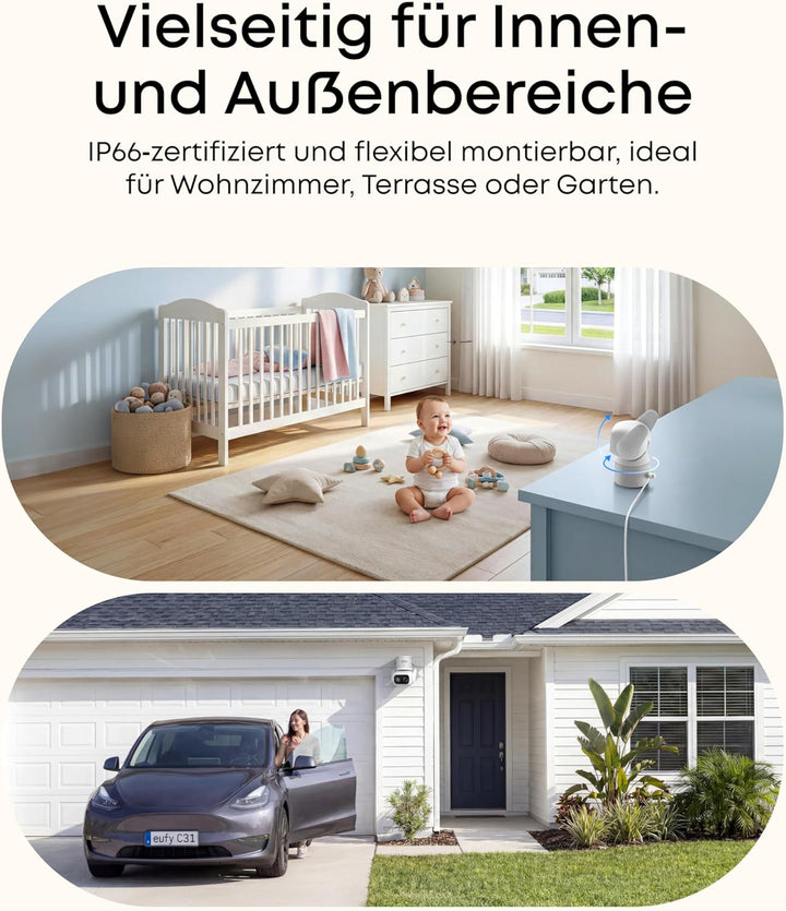 eufy Überwachungskamera C31 kabelgebunden 2-Kamera-Set, Überwachungskamera | Farbnachtsicht, ohne Ab
