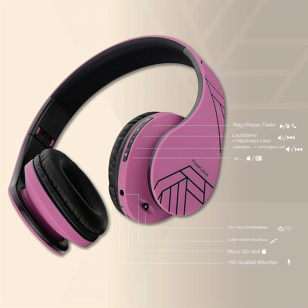 PowerLocus Bluetooth Over-Ear Kopfhörer, Kabellos Stereo Faltbare Kopfhörer Kabellose und Kabel-Kopf