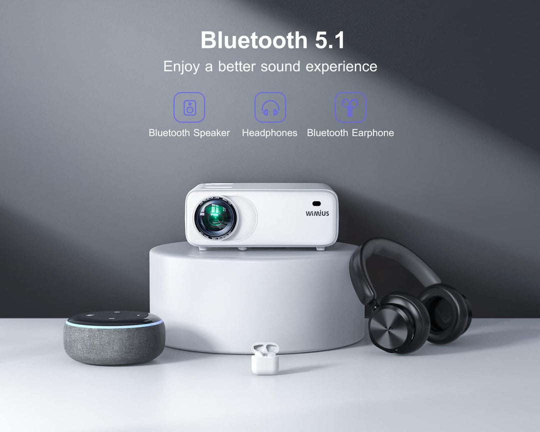 Beamer Full HD 5G WiFi Bluetooth, 9500 Lumen Native 1080P Beamer 4K Video Unterstützt WiMiUS W6 LED