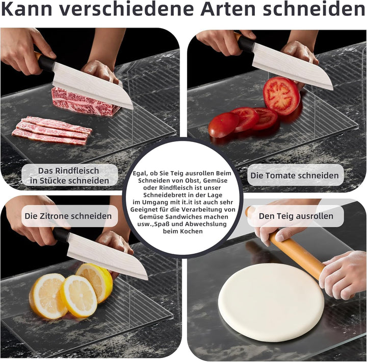 Schneidebrett aus Acryl, Schneidebrett Glas Küchenbrett Durchsichtig, Küchenschneidebrett Arbeitspla