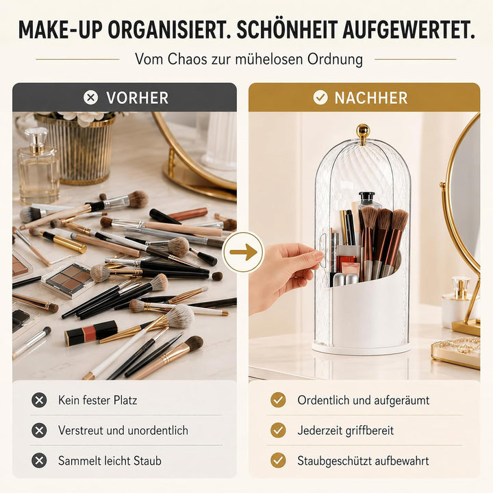 FAVORTALK Make-Up Pinselhalter mit Deckel, 360 Drehbare Makeup Pinsel Veranstalter Staubdicht Pinsel
