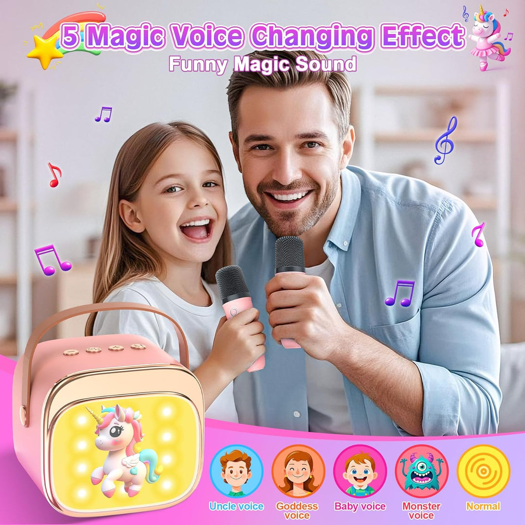 Karaoke Maschine mit 2 Mikrofonen：[Haute Couture ] Einhorn Geschenke Für Mädchen - Bluetooth Karaoke