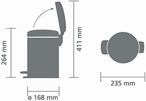 Brabantia 113321 Treteimer mit Inneneimer aus Kunststoff, stahl, MattSchwarz, 3Liter 3 Liter Matt Bl
