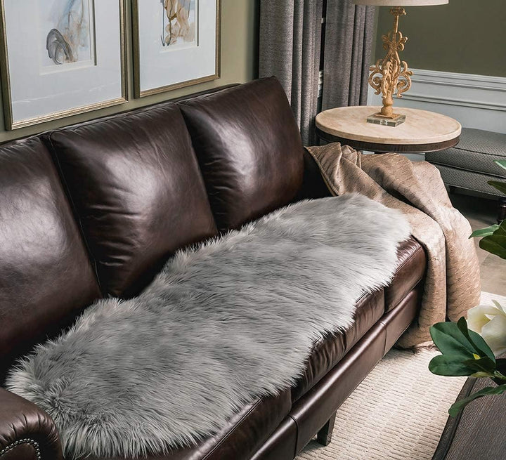 JXLOULAN Faux Lammfell Schaffell Flauschig Teppich 60 x 160 cm Nachahmung Wolle fellteppich Weiche L