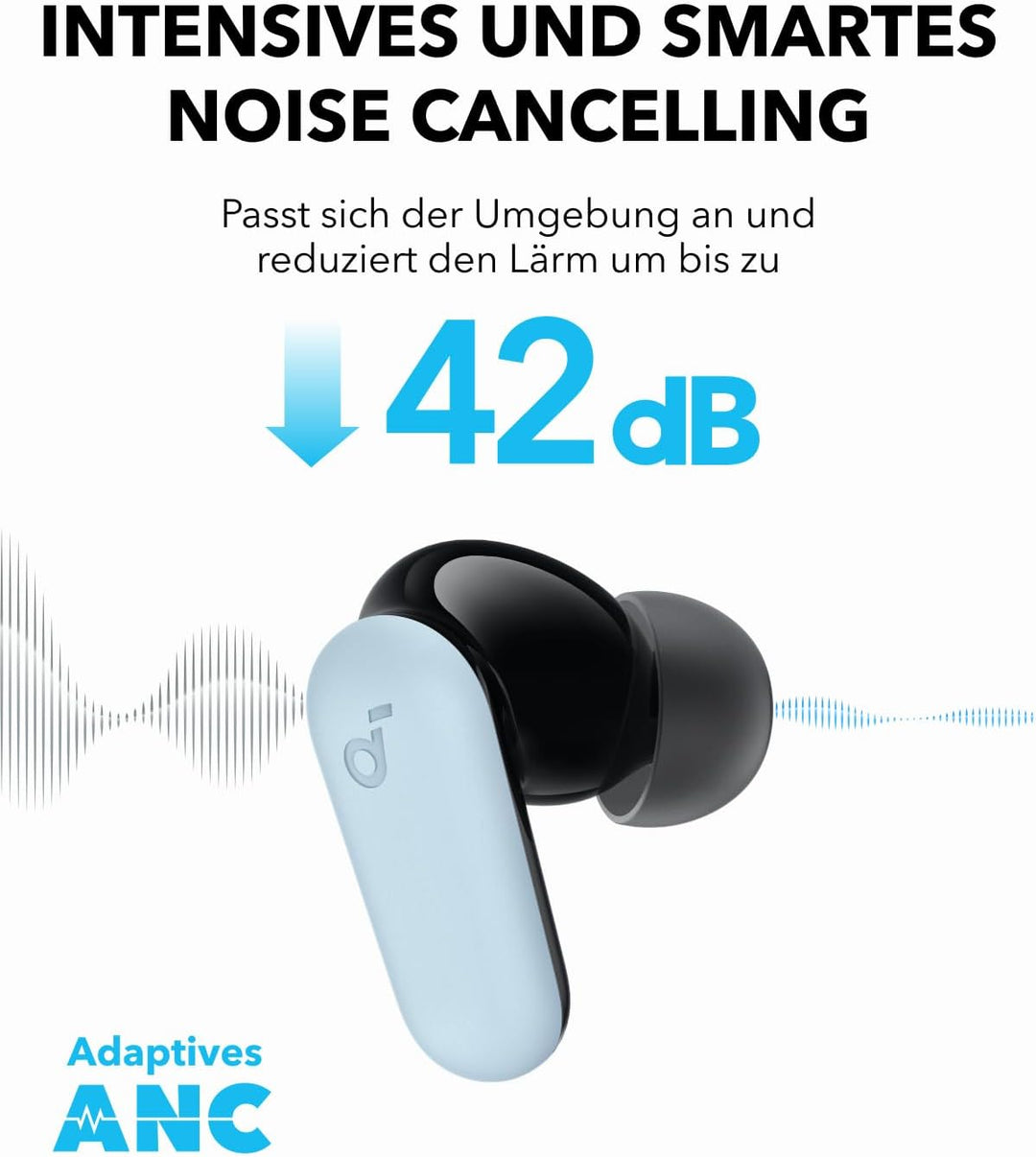soundcore P30i by Anker Noise Cancelling Earbuds, smarte Geräuschunterdrückung, kraftvolle Bässe, 45