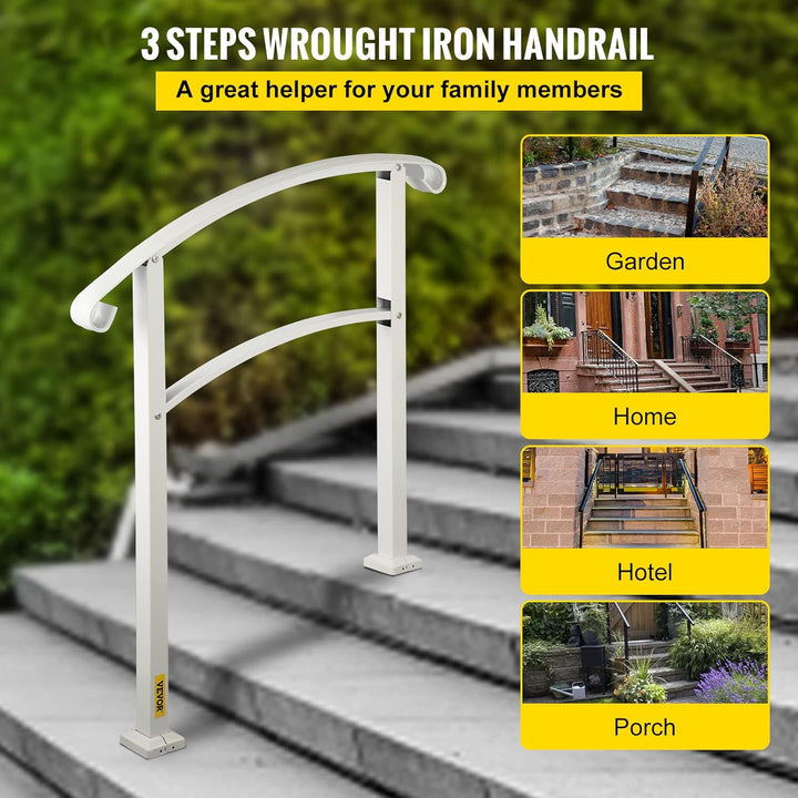 Happybuy 3-stufiger Handlauf passend für 1 oder 3 Stufen Mattschwarz Treppenschiene Handlauf Handlau