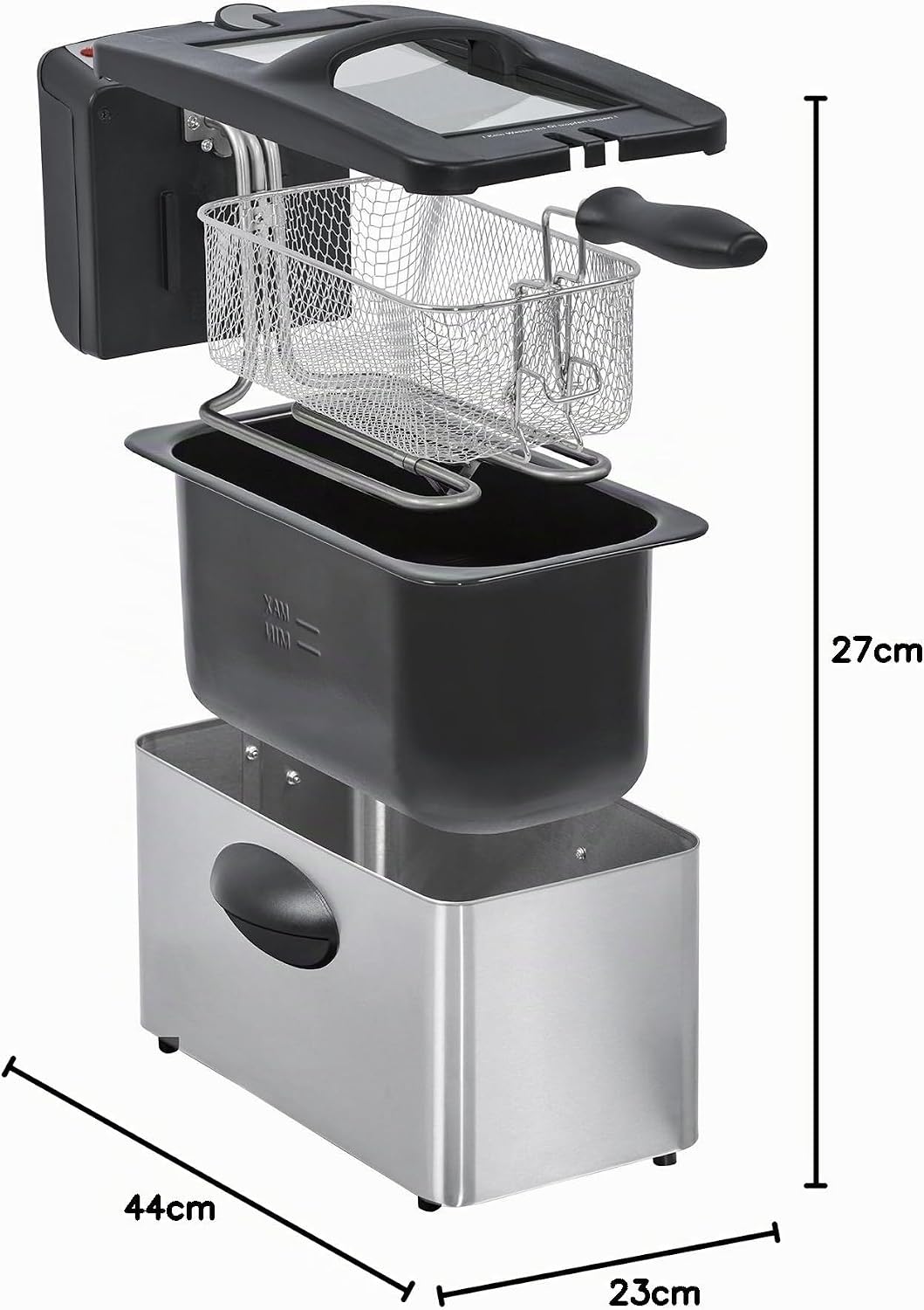 Steba DF 180 Edelstahl Fritteuse, Profi-Heizsystem, 3 L Metallic