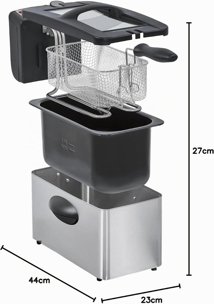 Steba DF 180 Edelstahl Fritteuse, Profi-Heizsystem, 3 L Metallic