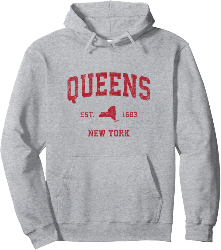 Queens New York NY Vintage Sports Design roter Aufdruck Pullover Hoodie
