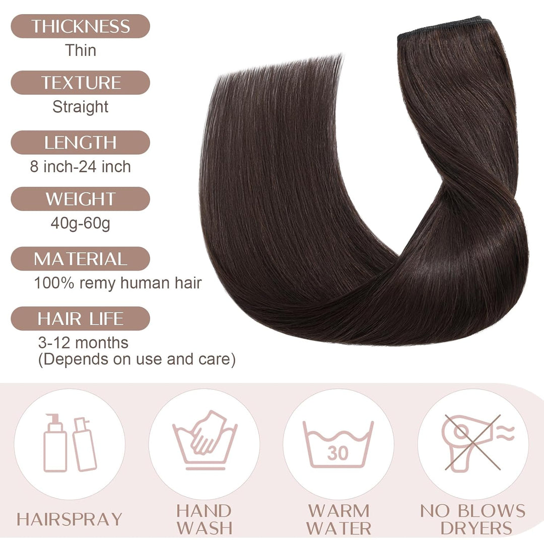SEGO Clip in Extensions Echthaar 1 Tresse Haarverlängerungen Remy 7A ein Teilig Set 5 Klips Haarteil