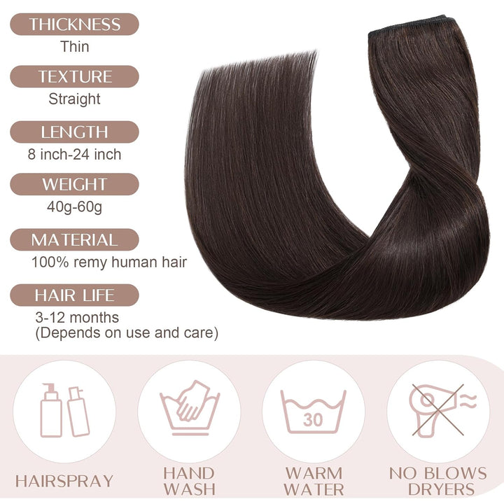 SEGO Clip in Extensions Echthaar 1 Tresse Haarverlängerungen Remy 7A ein Teilig Set 5 Klips Haarteil