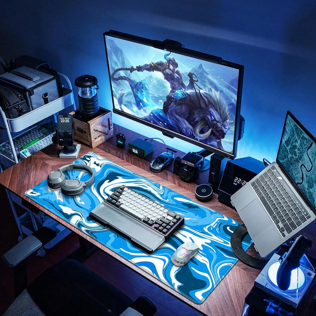 Grosses Gaming-Mauspad XXL 900 x 400 mm Gamer Mouse Pad mit Nähten an den Rändern – unter der Schrei