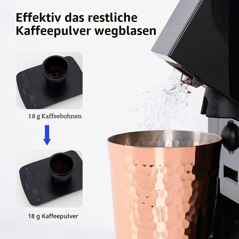 Eureka Mignon Mahlwerk Einzeldosis Trichter Advanced Add-On mit Silikonbalg mit Mental Deckel schwar