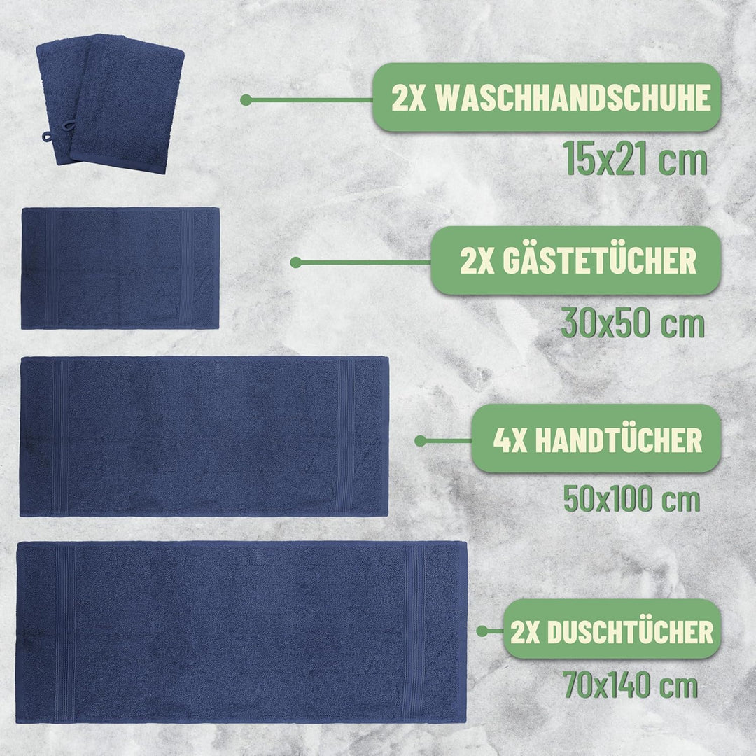 GREEN MARK Textilien 10 TLG. FROTTIER Handtuch-Set mit verschiedenen Grössen 4X Handtücher, 2X Dusch