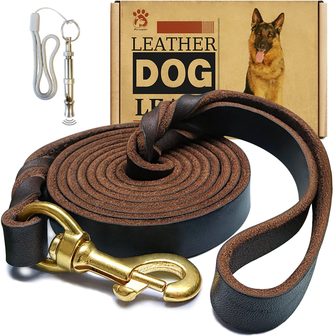 Leder-Hundeleine, 1,5 m x 1,9 cm, strapazierfähig, geflochtenes Echtleder, bequem für grosse, mittel