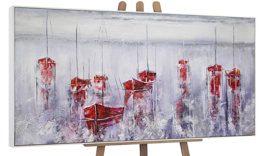YS-Art Abstrakt Acryl Gemälde auf Leinwand handgemalt Stiller Hafen Wandbilder Wohnzimmer moderne Se