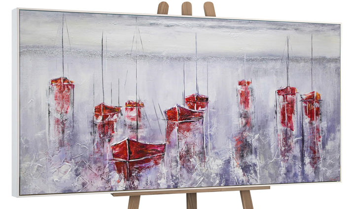YS-Art Abstrakt Acryl Gemälde auf Leinwand handgemalt Stiller Hafen Wandbilder Wohnzimmer moderne Se