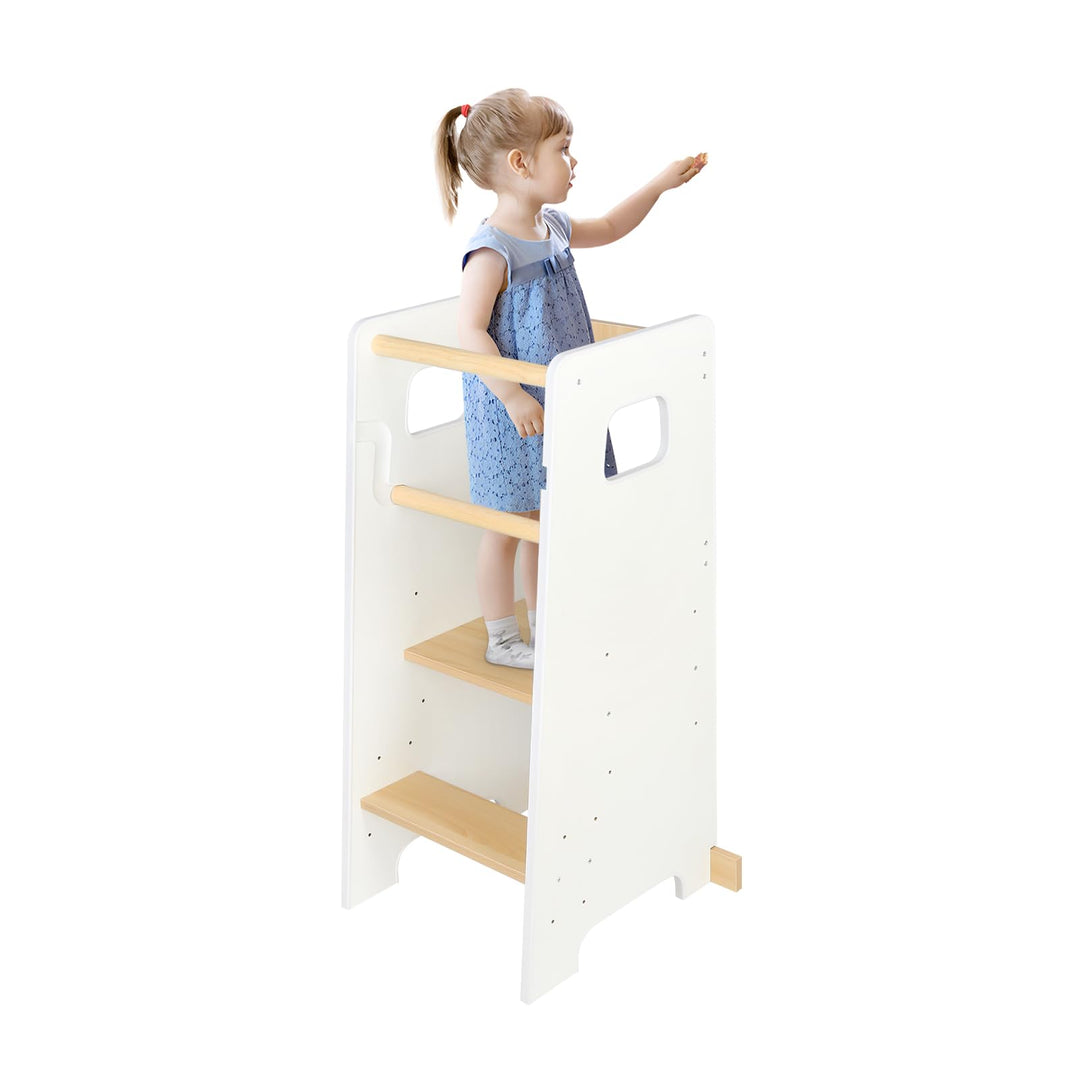OHMG Lernturm ab 1 Jahr,Learning Tower,3 Höhenverstellbar Montessori Lernturm mit Kippschutz,Stehhil