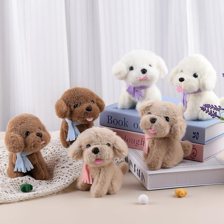 ANBOOR 6pcs 12cm Hunde-Plüschtiere, süsses Hundewelpen-Plüschtier mit Schal, Duftende Teddys, kleine