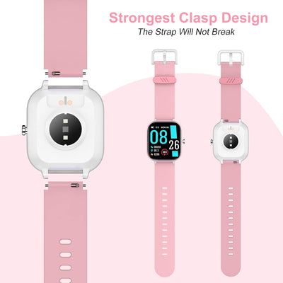 HENGTO Weiches Silikon-Smartwatch-Ersatzarmband, 16 mm, für Jungen und Mädchen Pink, Pink