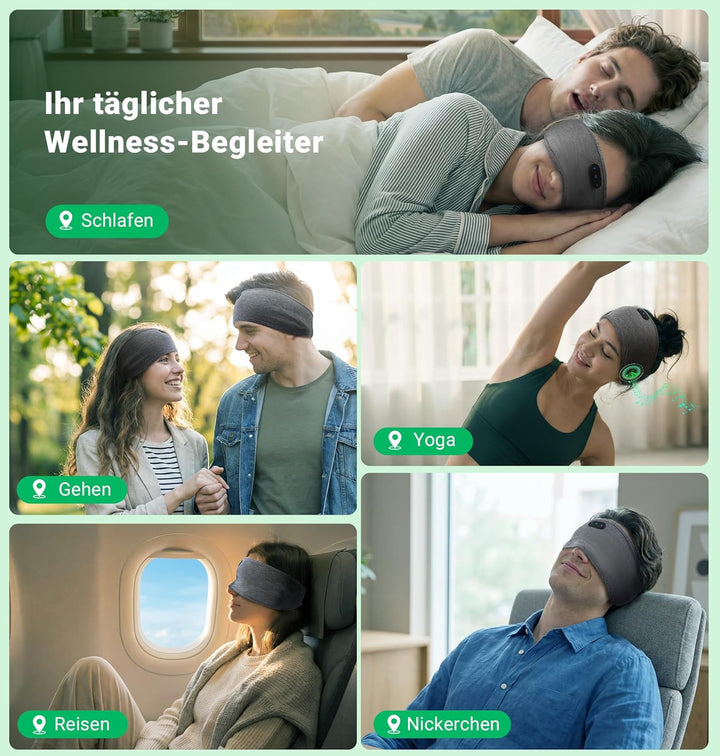 ink-topoint Schlafkopfhörer Bluetooth 5.4 Stirnband aus Bambus-Baumwolle | Als Stirnband-Kopfhörer b