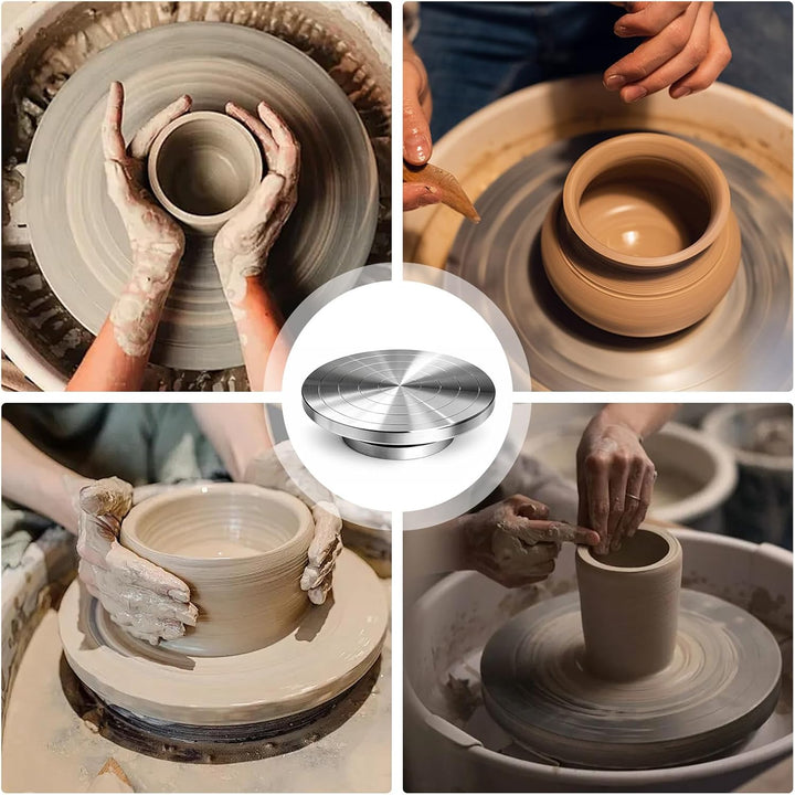 Drehbare Töpferscheibe Aluminium Drehscheibe Craft Clay Drehteller, DIY Tonwerkzeuge Doppelseitige K