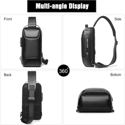 FANDARE Brusttasche Sling Bag Geschäft Schultertasche mit USB-Ladeanschluss Passwortschutz Crossbody