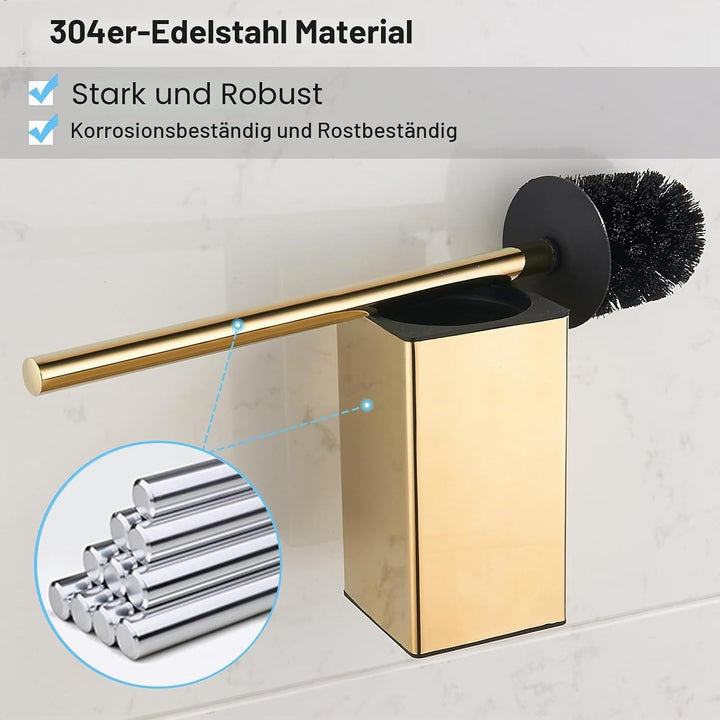 bgl Wandhalterung für WC-Bürste aus 304 Edelstahl, quadratisch Gold