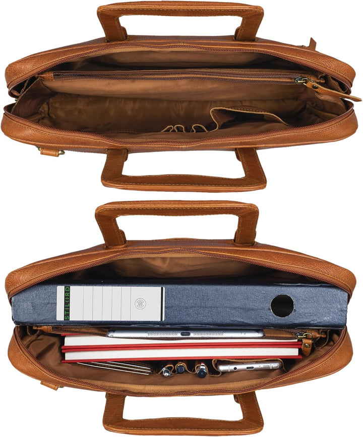 STILORD 'Pierce' Laptoptasche mit Griff Leder Aktentasche 15 Zoll Vintage Dokumententasche A4 Busine