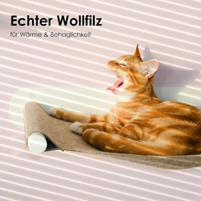 LucyBalu® Katzenhängematte mit natürlichem Filz | Hängematte für Katzen als Katzenbett an der Wand I