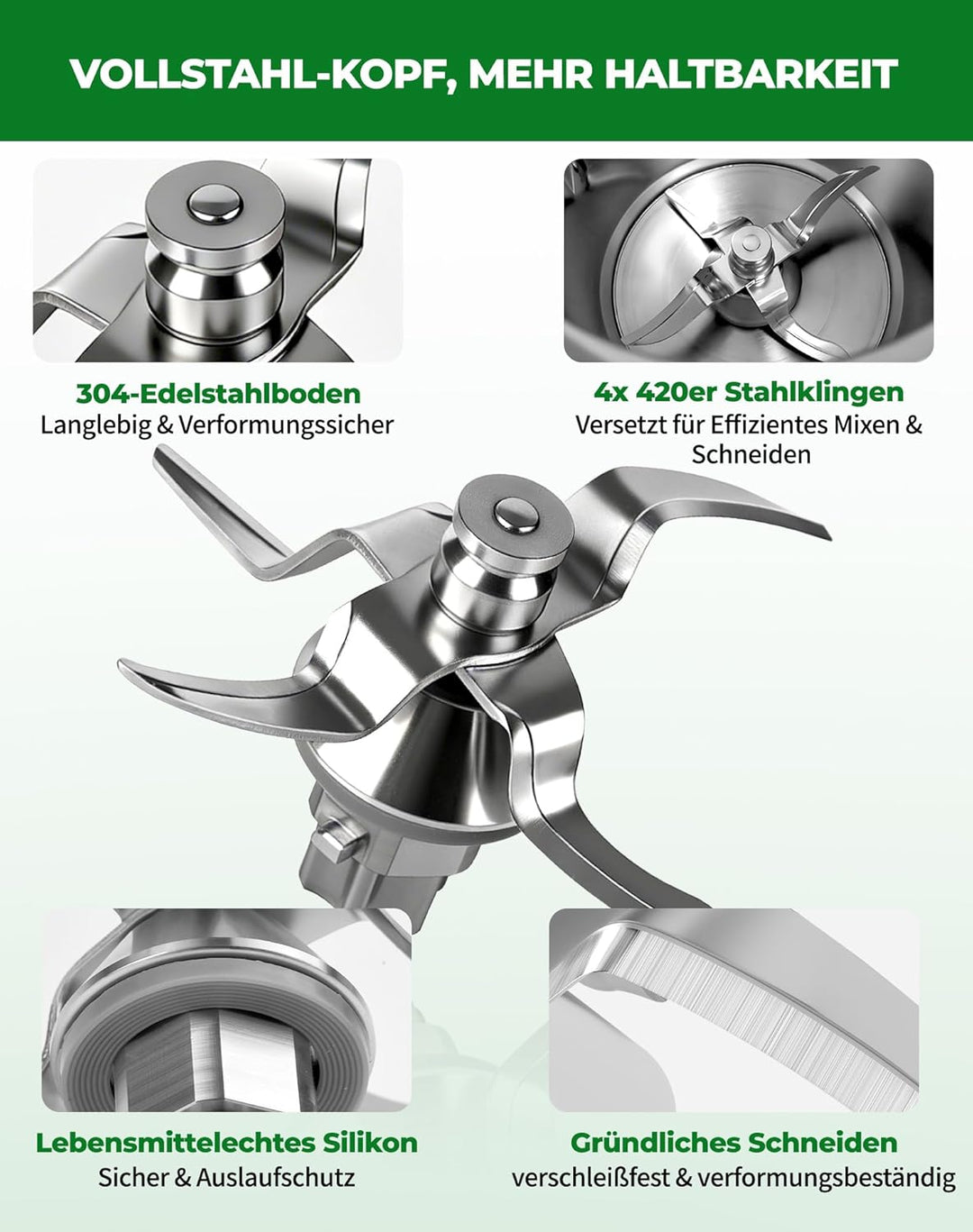 Messer für Vorwerk Thermomix TM31, Edelstahl Teigmesser & Mixmesser mit Dichtring, Küchenmaschine Er
