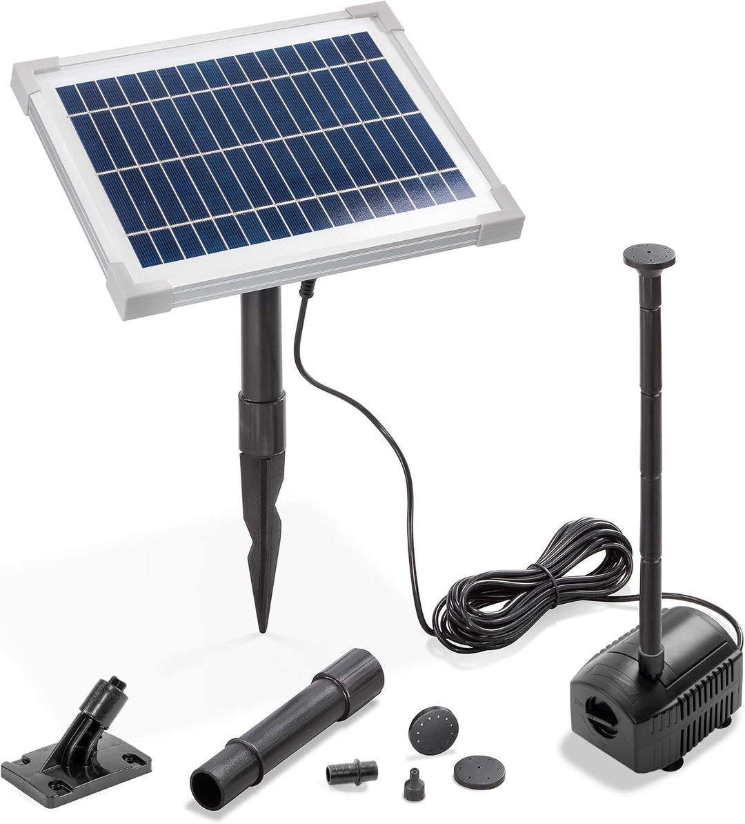 esotec Solar-Teichpumpenset 6/420, Solarpumpe mit Trockenlaufschutz, Sprinklerset für Wasserspiel Mi