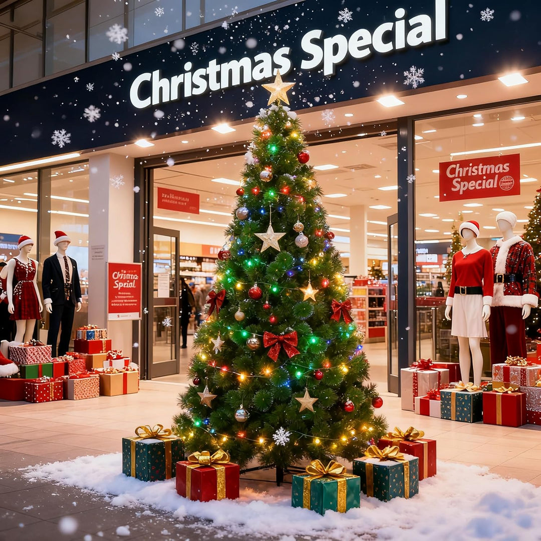 HENGMEI 240cm PVC Weihnachtsbaum Tannenbaum Christbaum Grün künstlicher mit Metallständer ca. 450 Sp