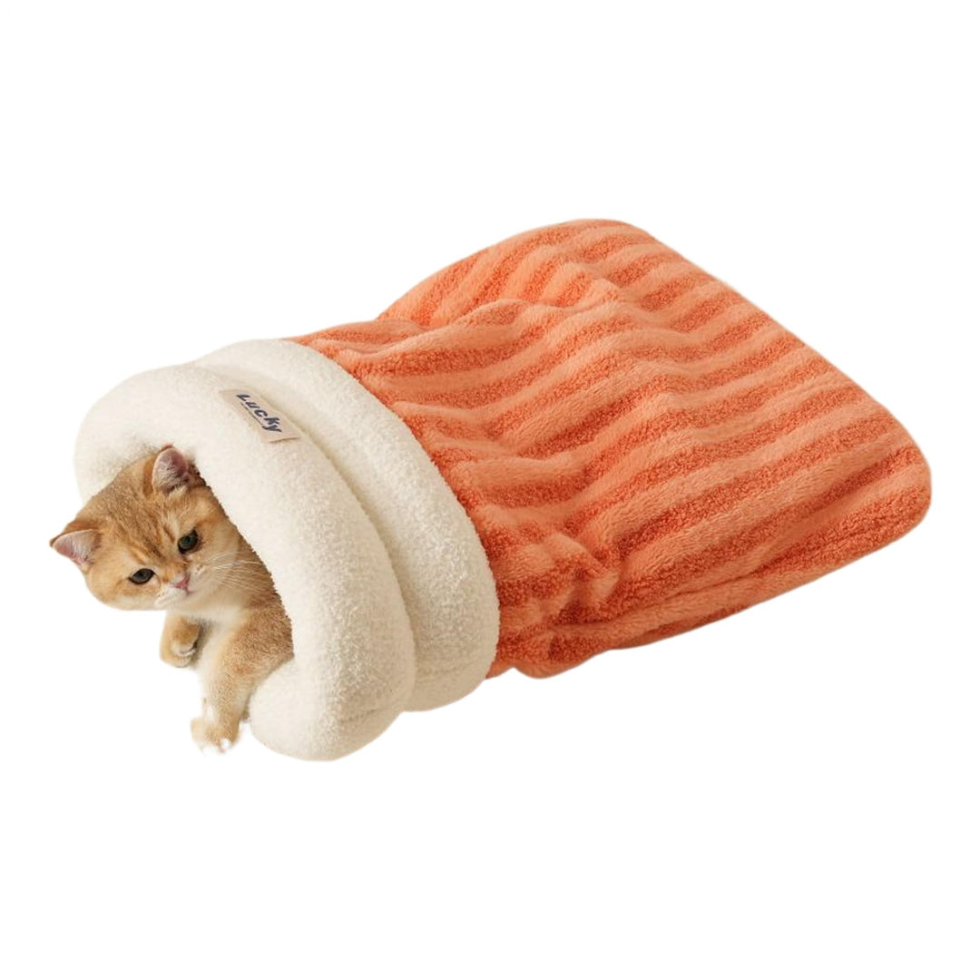 Generisch Katzenschlafsbag für Innenkatzen, weich bequemer Katze Winter Schlafsack C-at Cave Bett, 3
