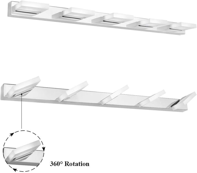 Klighten LED Spiegelleuchte 95CM 20W Spiegelschrank Spiegellampe 360° Einstellbar Badlampe für Badzi