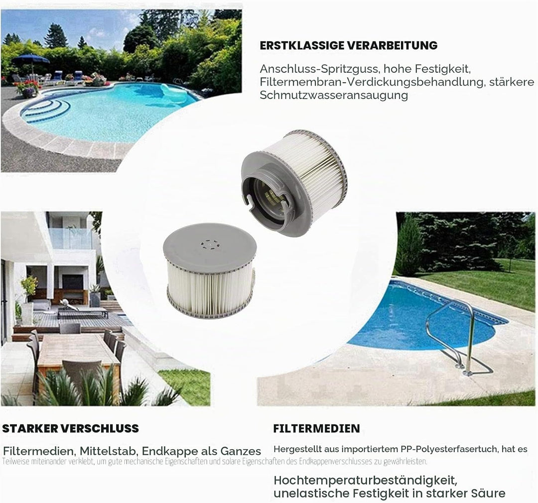 MSPA Filterkartuschen für alle Modelle von, Spas, Swimming Pools, Filterkartuschen mit Netz für MSpa