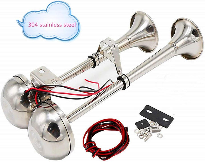 YIYIDA Autohupe elektrisches Horn Hupe elektrisches Auto/Marine Edelstahl 304 Doppelhorn car Horn au