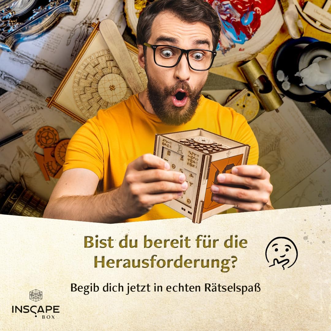 INSCAPE Da Vinci´s Marvel - Rätselbox Holz - Puzzle Box - Escape Room Spiel Erwachsene und Kinder -