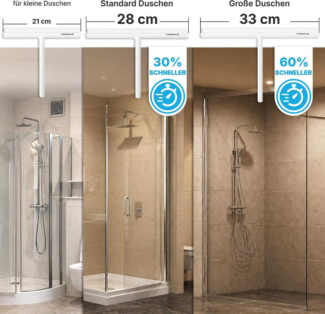 Minismus Duschabzieher - Abzieher für Dusche, Bad, Fliesen, Spiegel, Fenster - inkl. Magnet-Halterun