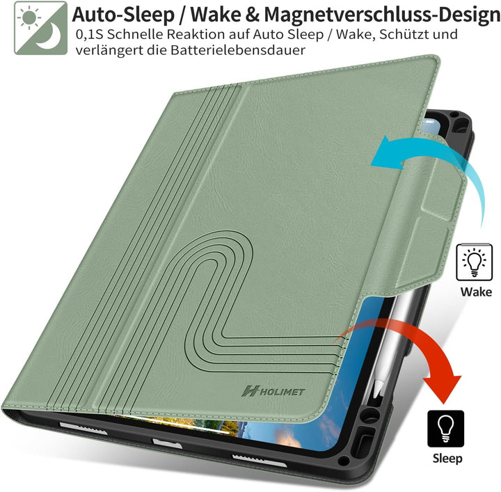HOLIMET iPad Pro 11 Zoll Hülle 2022/2021/2020 mit Stifthalter, PU Leder Schutzhülle TPU-Rücken Stoss