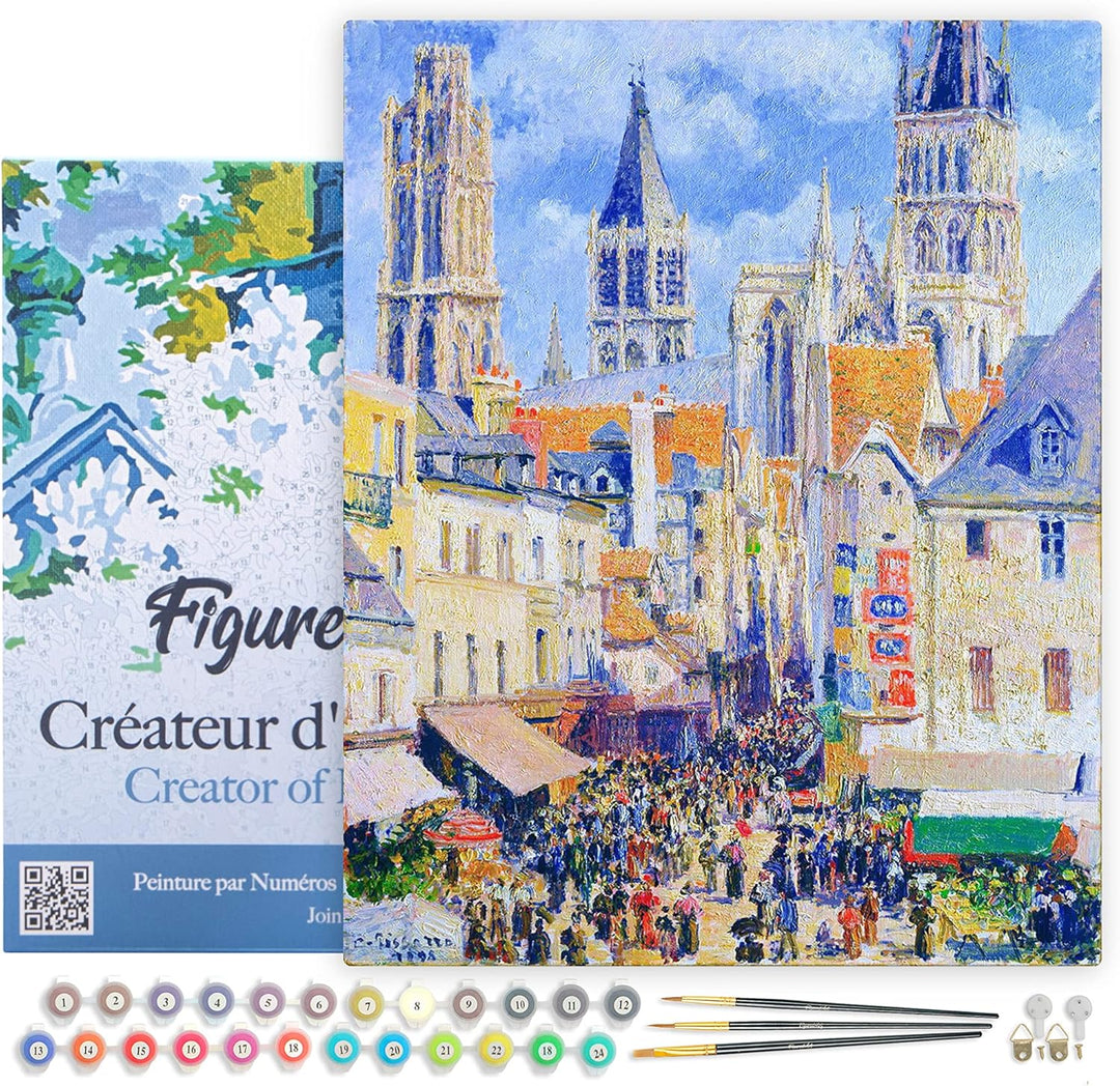 Figured'Art Malen Nach Zahlen Erwachsene Mit Rahmen Rue de l’Épicerie in Rouen - Camille Pissarro -