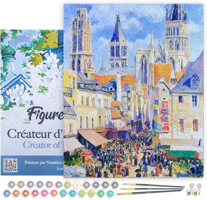 Figured'Art Malen Nach Zahlen Erwachsene Mit Rahmen Rue de l’Épicerie in Rouen - Camille Pissarro -