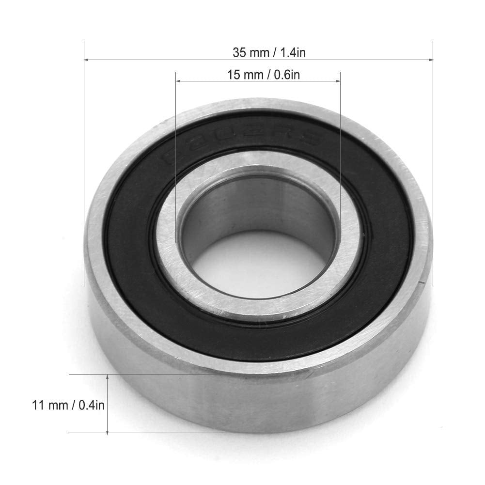 10 Stücke Kugellager, 6202-2rs 15x35x11mm Rillenstahl Geometrie Kugellager Doppelseitig Gummi Abgedi