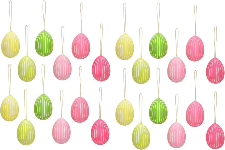 levandeo 24er Set Deko Eier Hängedeko Ostern Rosa Gelb Grün Pink Ostereier zum Aufhängen Osterdeko D