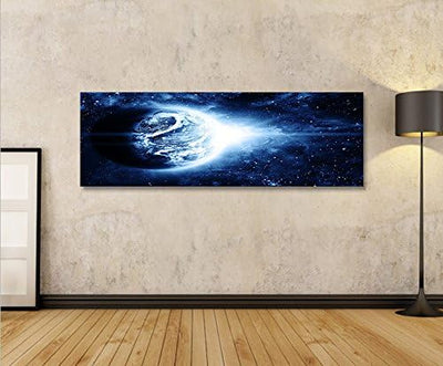 islandburner Bild Bilder auf Leinwand Planet Blau Weltall Space Panorama XXL Poster Leinwandbild Wan