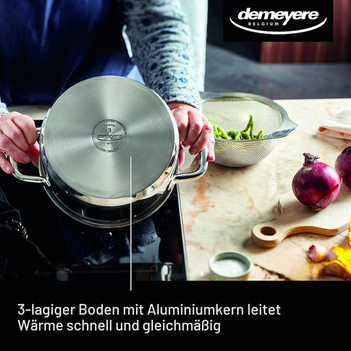 Demeyere Alu Classico 3 Kochtopf fuer Induktion und anderen Herdarten, Topf mit Deckel aus pflegelei