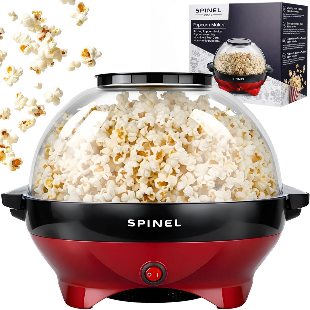 SPINEL Popcornmaschine, Popcorn maschine mit Zucker, Öl, Butter, Fassungsvermögen 5,5 l, Antihaftbes