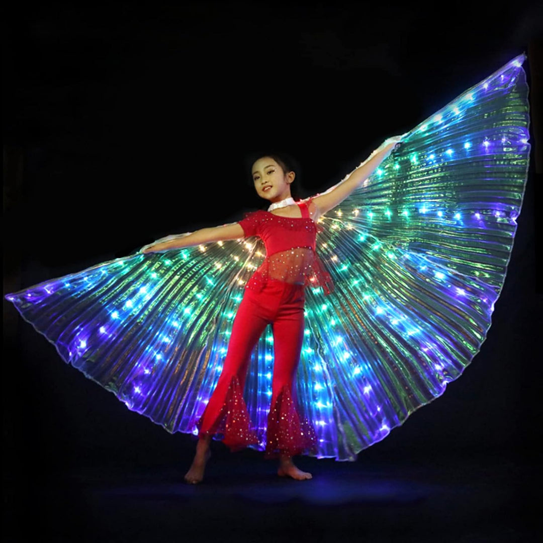 Tongdejing Bauchtanzflügel, LED-Bauchtanzflügel, leuchtender B-Schmetterlingsflügel mit Teleskopstab