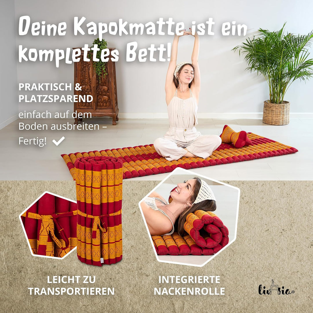 livasia Rollmatte Rollmatratze L-200x110x4,5cm, Gästebett Gästematratze 1 Person, Reisebett Kofferra