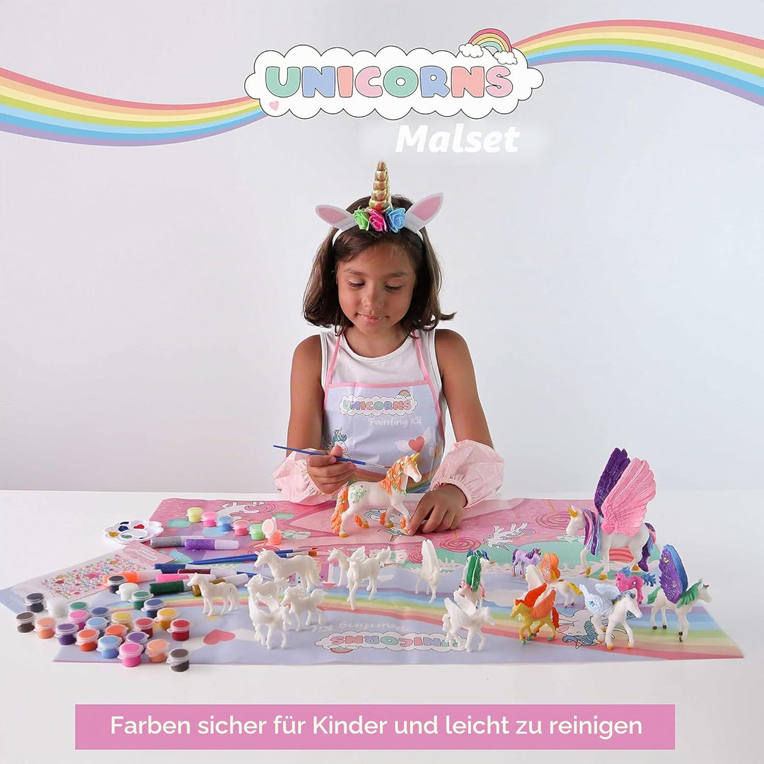 BONNYCO Einhorn Geschenk für Mädchen Malset 18, Bastelset Kinder mit Dunkeln Leuchtender Farbe. Mädc